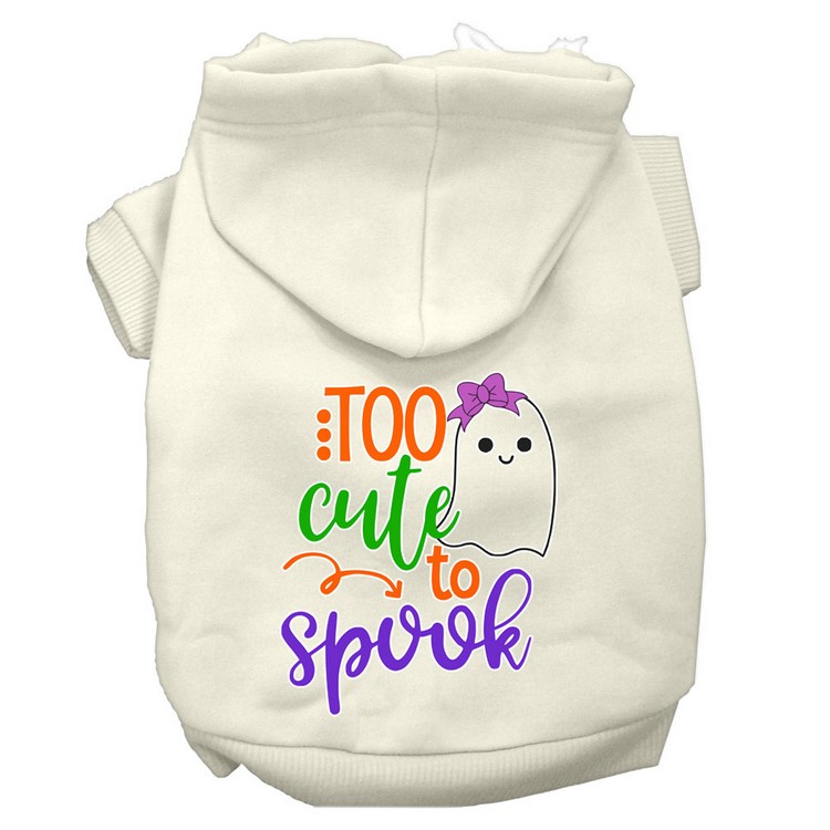 Too Cute to Spook-Girly Ghost Screen Print Dog Hoodie Cream L